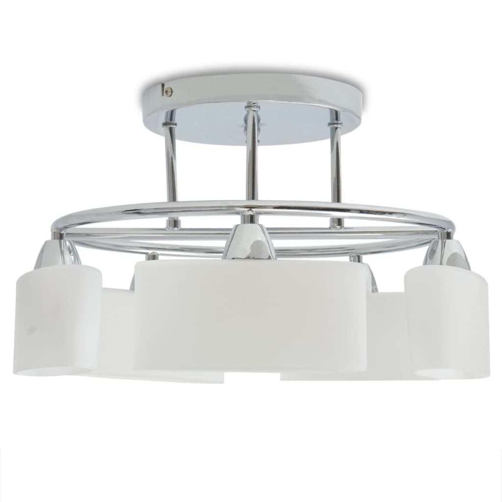 Plafondlamp met ellipsvormige glazen kappen 5xE14 200W