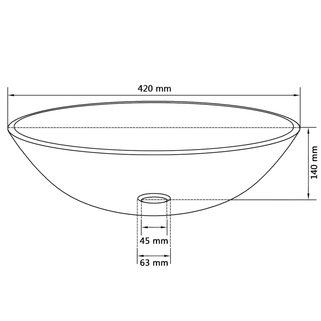 Wasbak Gehard Glas 42 Cm Glas Mat Geen kraan