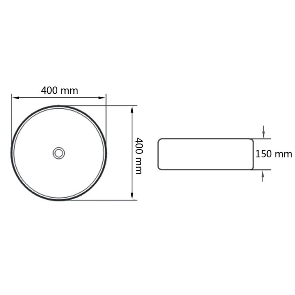 Wastafel Rond 40X15 Cm Keramiek Wit