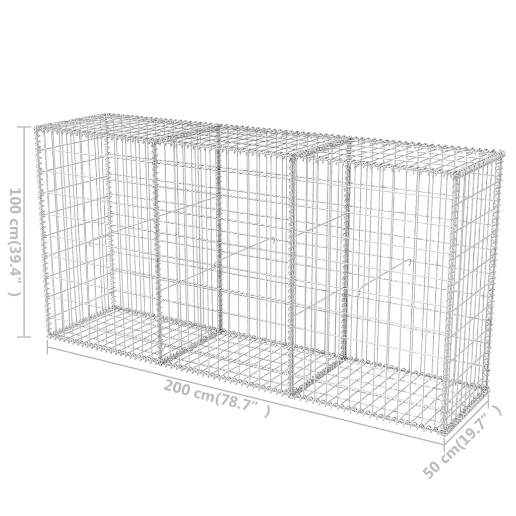 Gabion mand 200x50x100 cm gegalvaniseerd staal