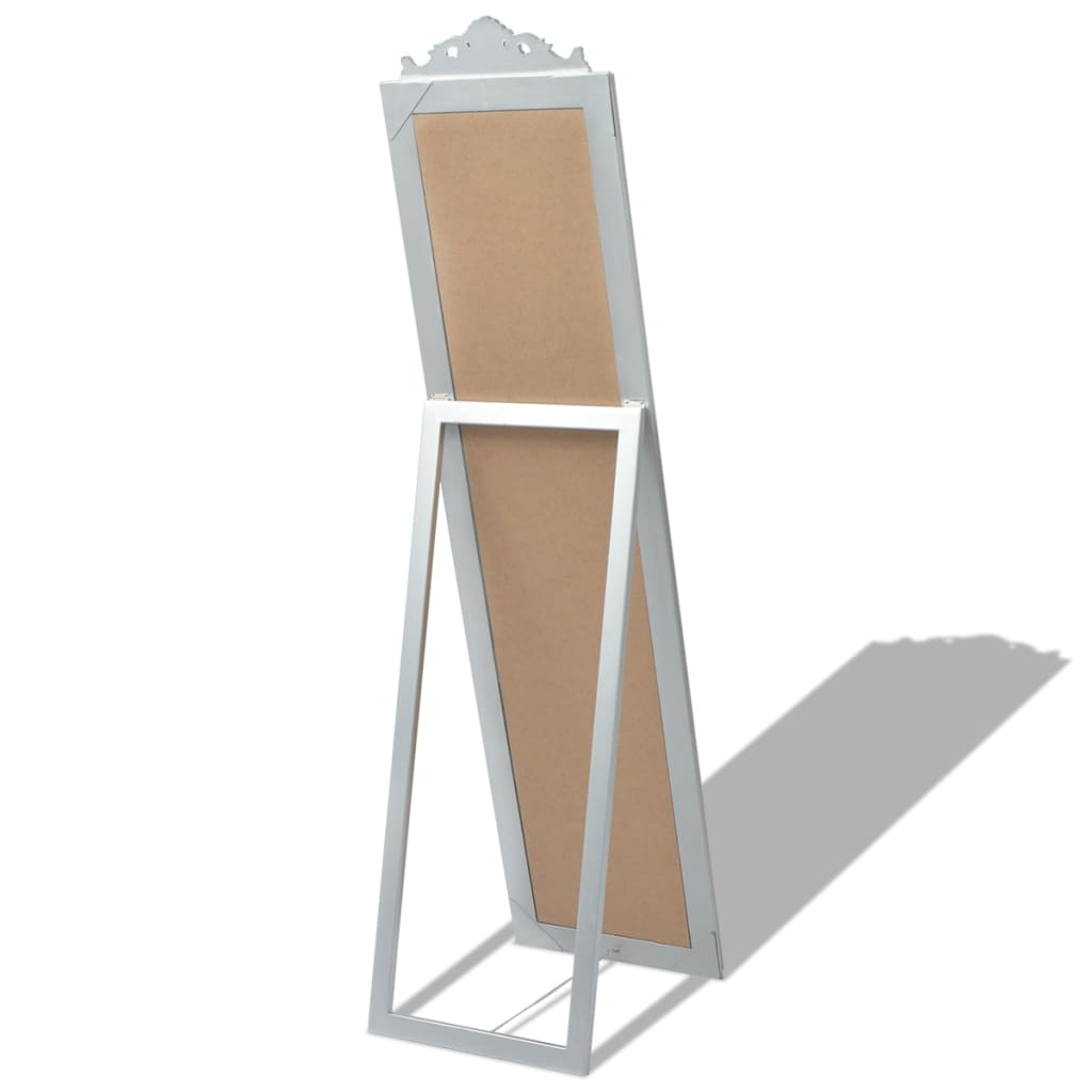 Vrijstaande spiegel Barok 160x40cm zilver