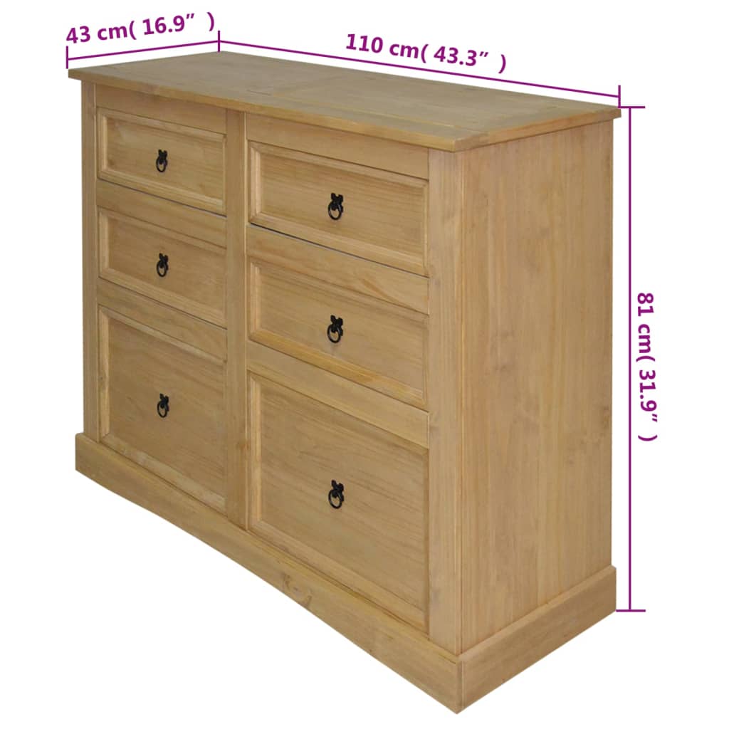 Dressoir Mexicaans grenenhout Corona-stijl 110x43x81 cm