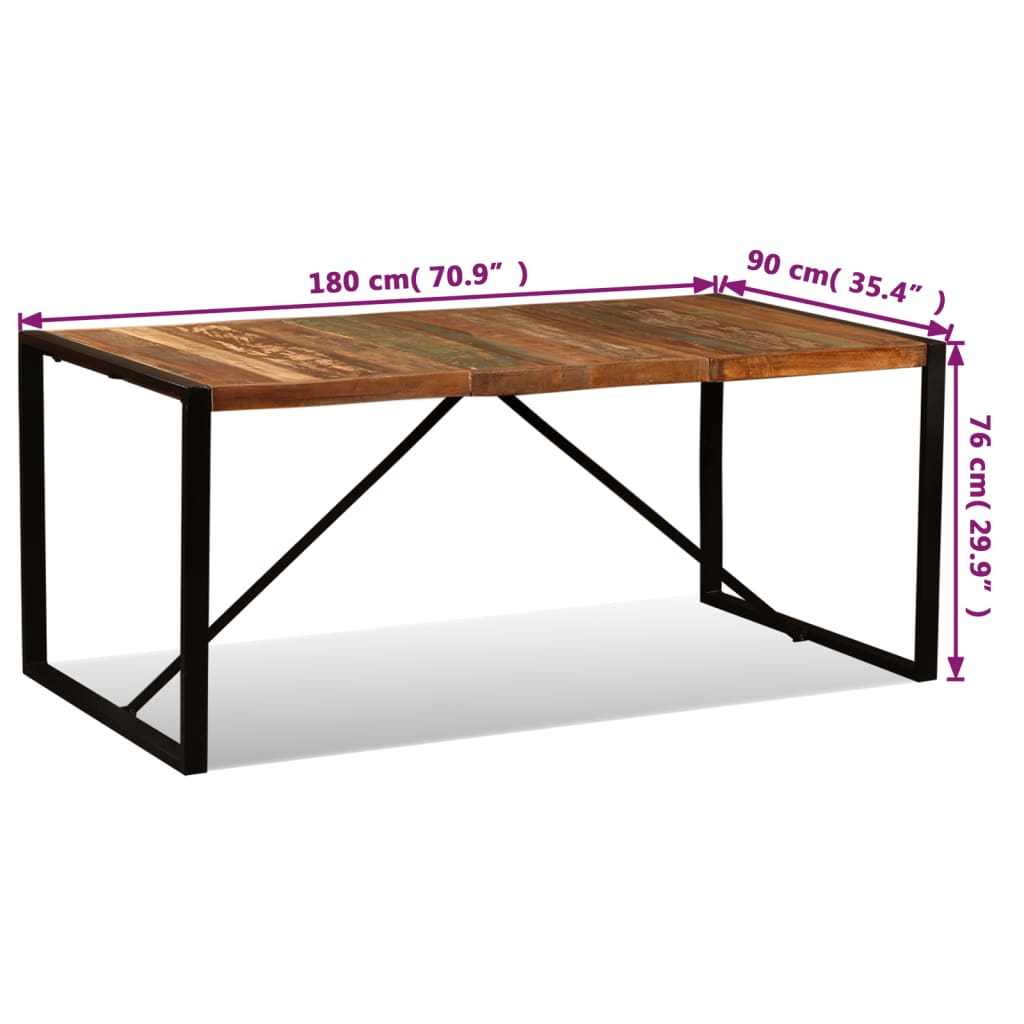 Eettafel 180 Cm Massief Gerecycled Hout 180 x 90 x 76 cm Multikleur