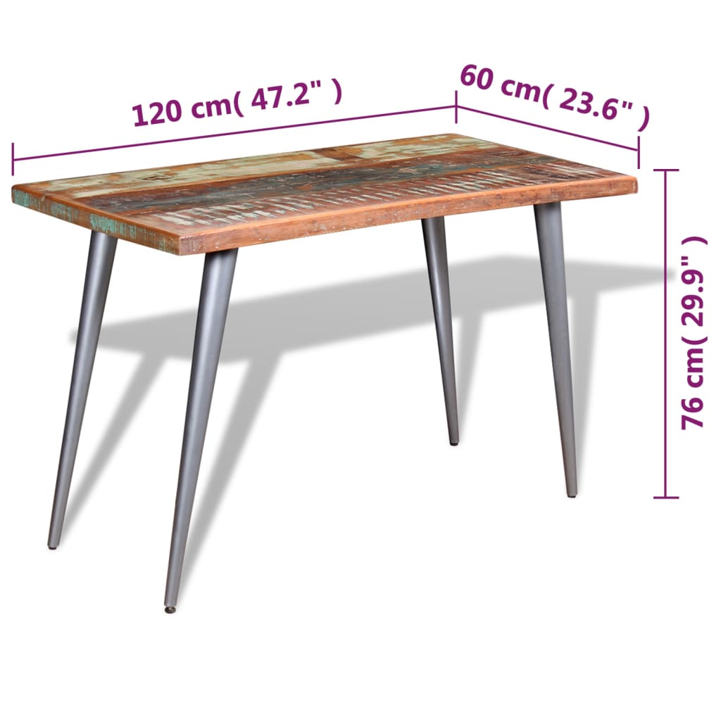 Eettafel 120x60x76 cm massief gerecycled hout