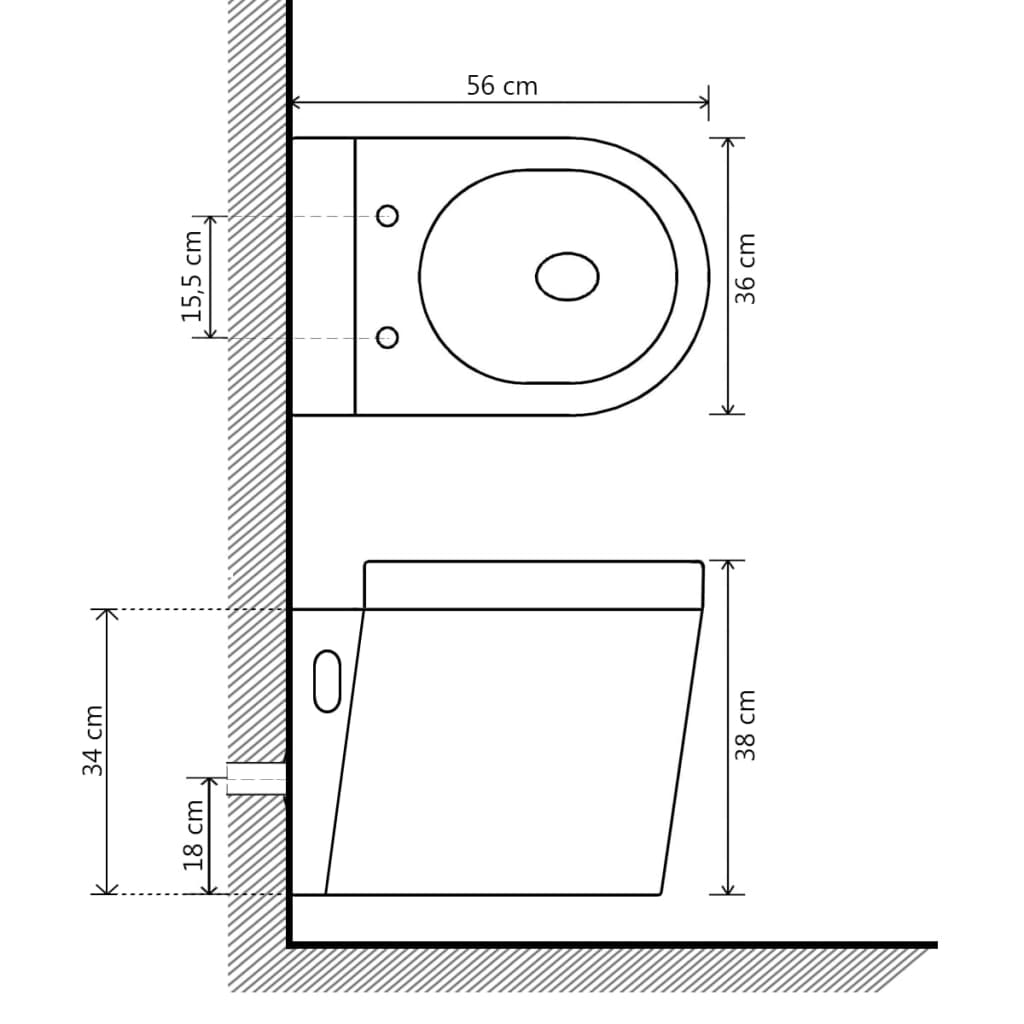 Hangend toilet keramiek wit