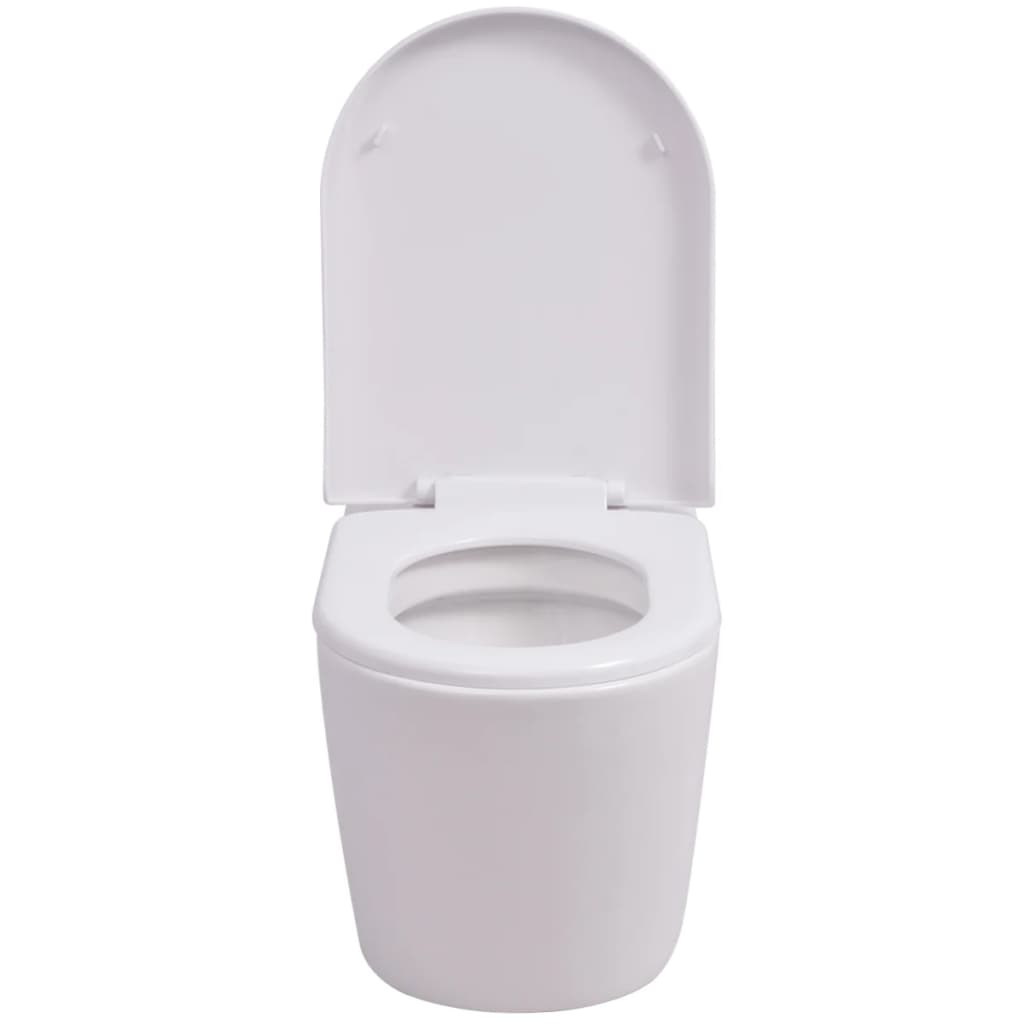 Hangend toilet met verborgen stortbak keramiek wit