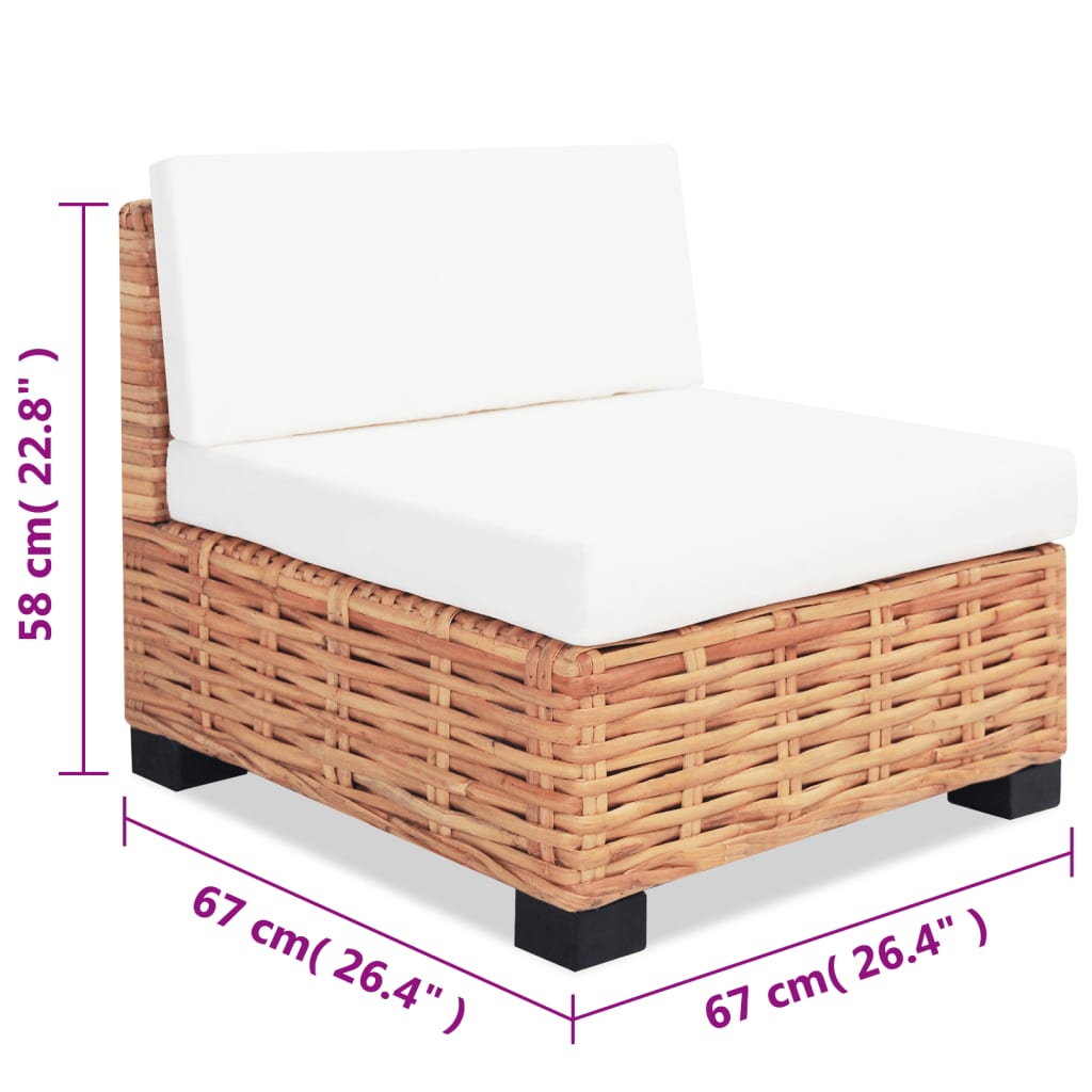 Loungeset Natuurlijk Rattan 27-Delig 3x hoek + 3x midden + voetensteun + Tafel