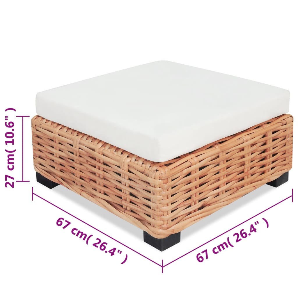 Loungeset Natuurlijk Rattan 27-Delig 3x hoek + 3x midden + voetensteun + Tafel