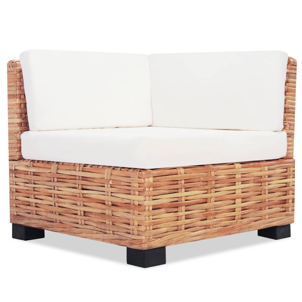 Loungeset Natuurlijk Rattan 27-Delig 3x hoek + 3x midden + voetensteun + Tafel