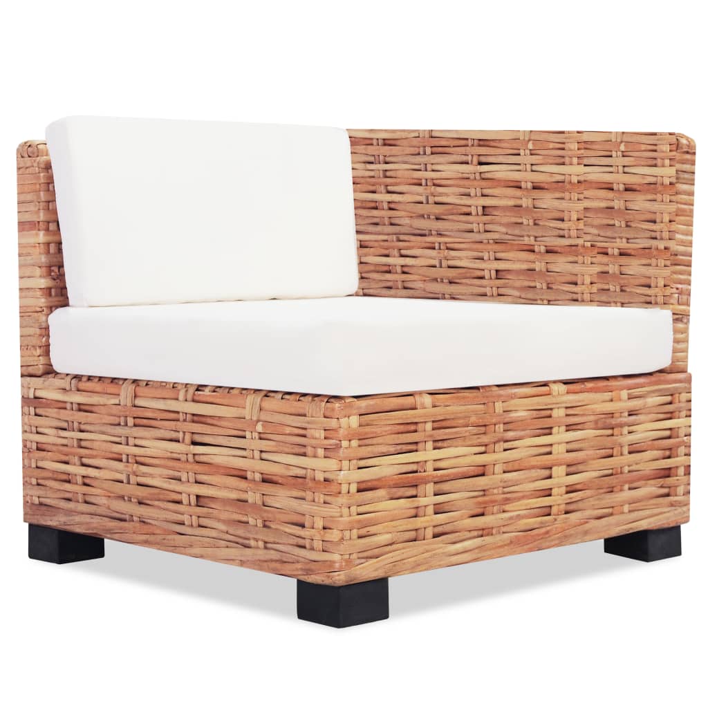 Loungeset Natuurlijk Rattan 14-Delig 2x hoek + midden + voetensteun + Tafel