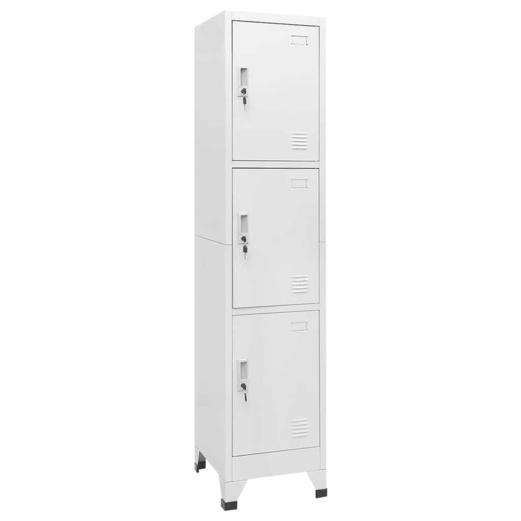 Lockerkast Met 3 Vakken 38X45X180 Cm Grijs Met 3 lockers