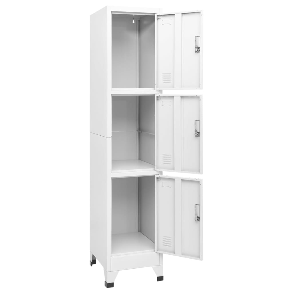 Lockerkast Met 3 Vakken 38X45X180 Cm Grijs Met 3 lockers