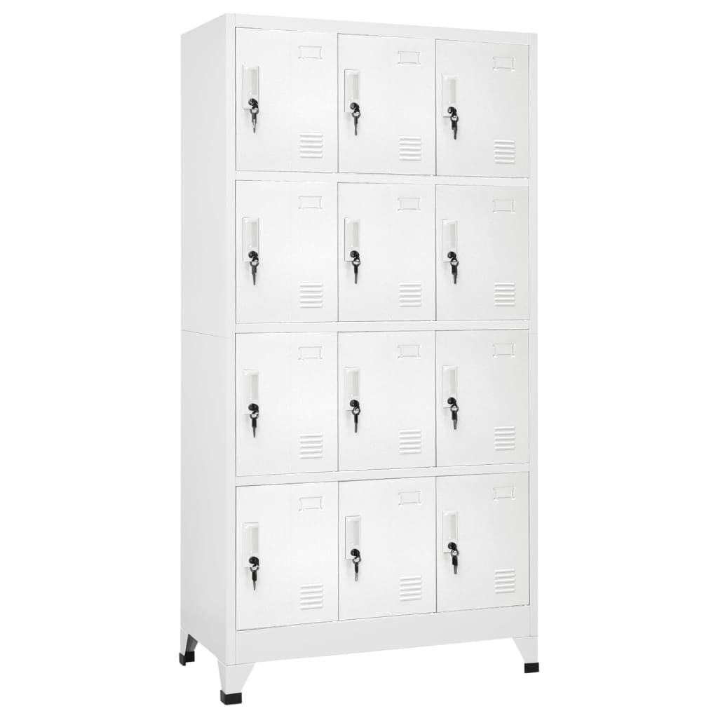 Lockerkast Met 12 Compartimenten 90X45X180 Cm Grijs Met 12 lockers