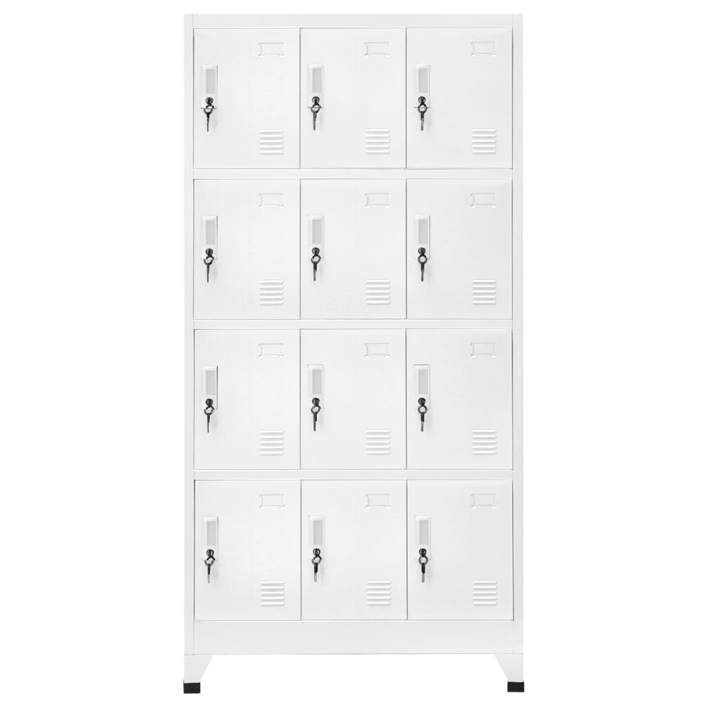 Lockerkast Met 12 Compartimenten 90X45X180 Cm Grijs Met 12 lockers