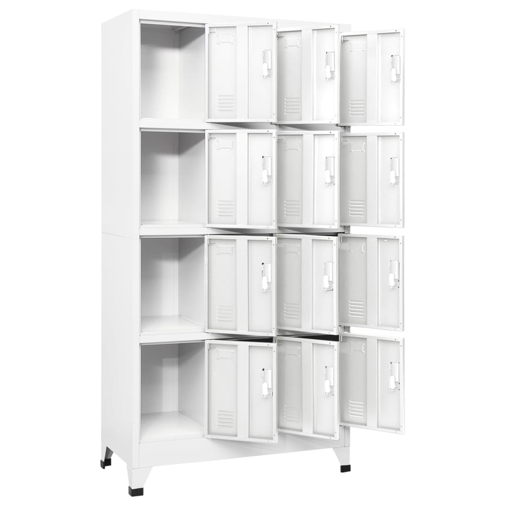 Lockerkast Met 12 Compartimenten 90X45X180 Cm Grijs Met 12 lockers