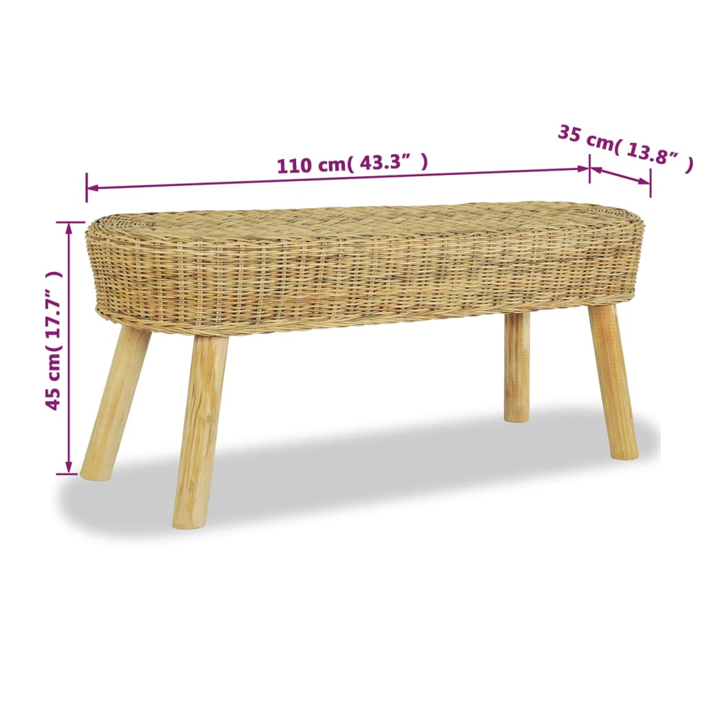 Halbankje 110X35X45 Cm Natuurlijk Rattan