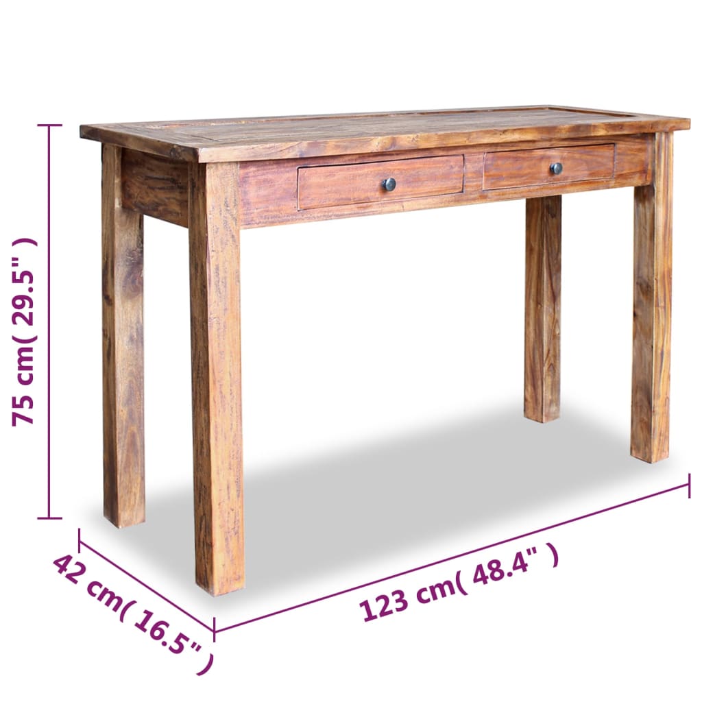 Wandtafel 123x42x75 cm massief gerecycled hout