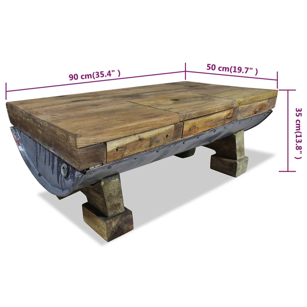 Salontafel 90x50x35 cm massief gerecycled hout