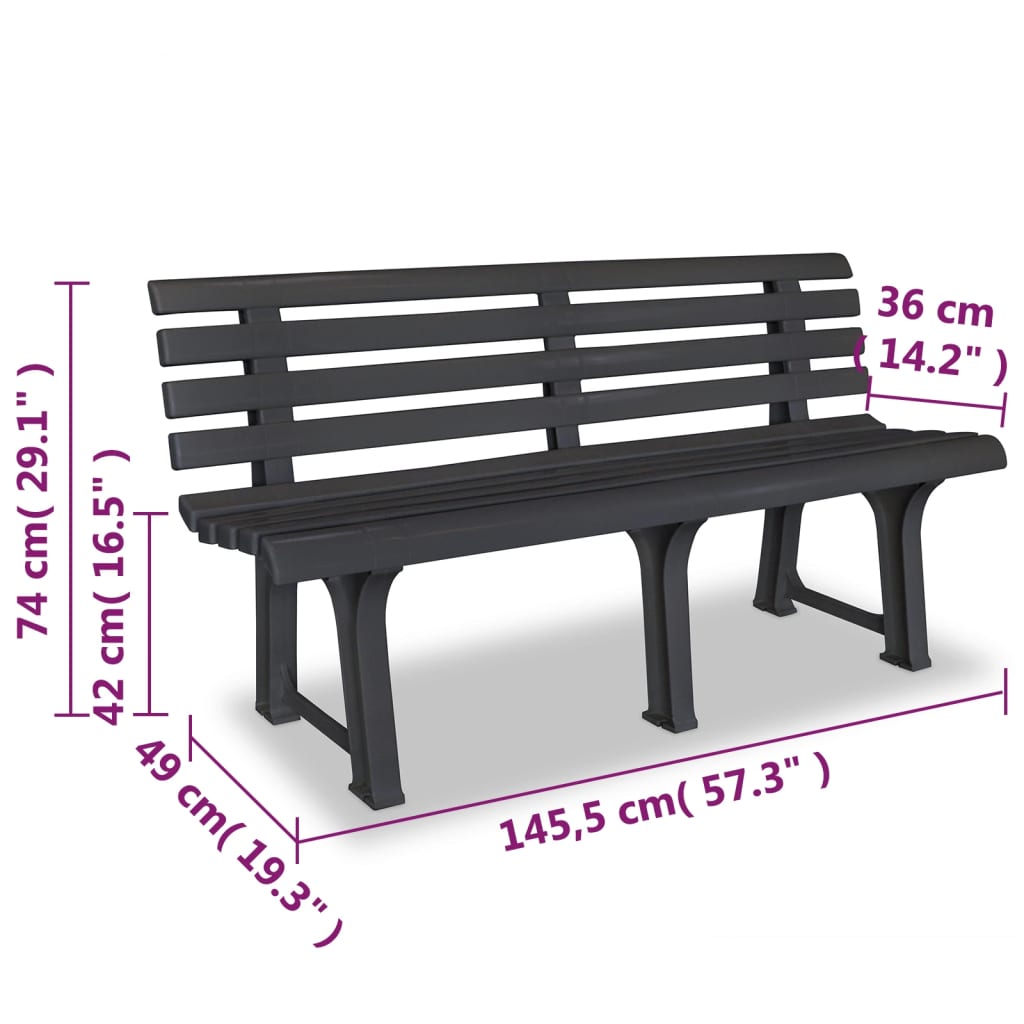 Tuinbank 145,5 Cm Kunststof Antraciet 2