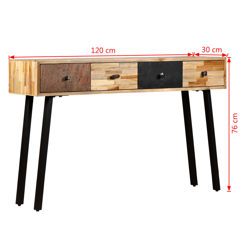 Wandtafel 120x30x76 cm massief gerecycled teakhout