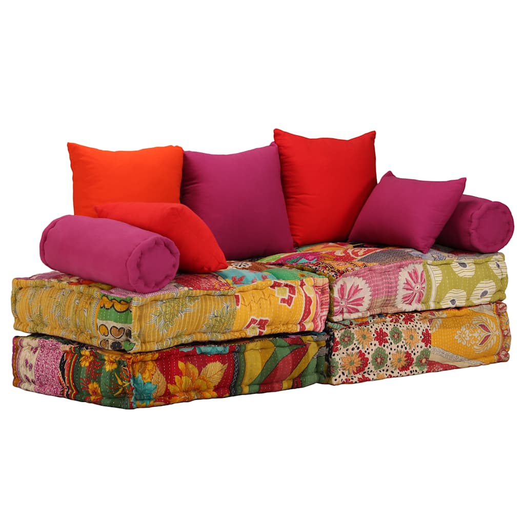 Poef Tweezits Modulair Stof 1 Patchwork