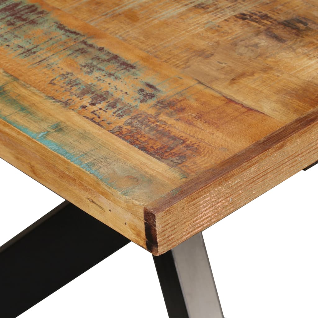 Eettafel 180 cm massief gerecycled hout en stalen kruis