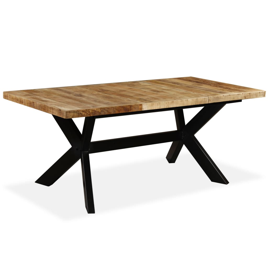 Eettafel 180 cm massief mangohout en stalen kruis