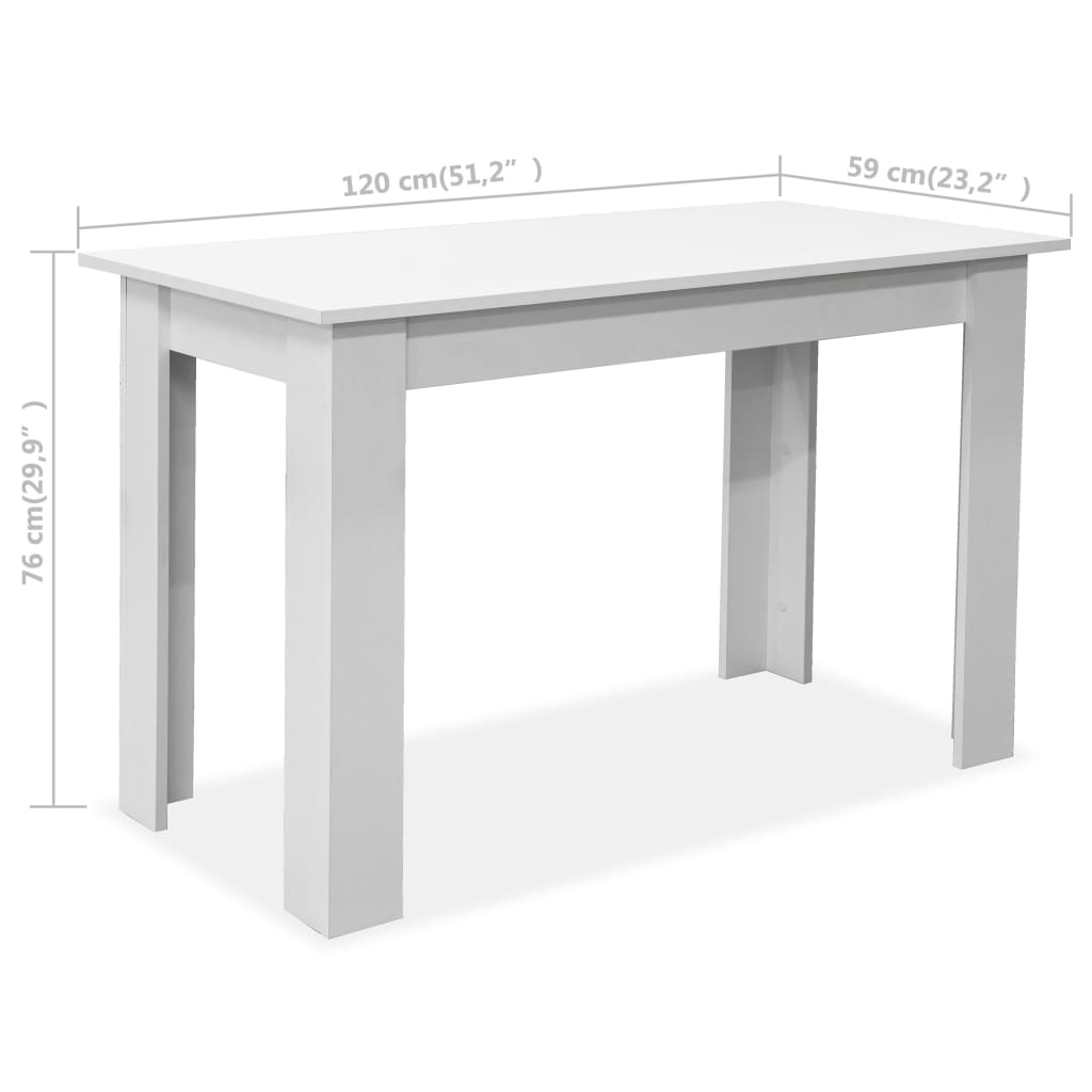 Eettafel en banken 3 st bewerkt hout wit