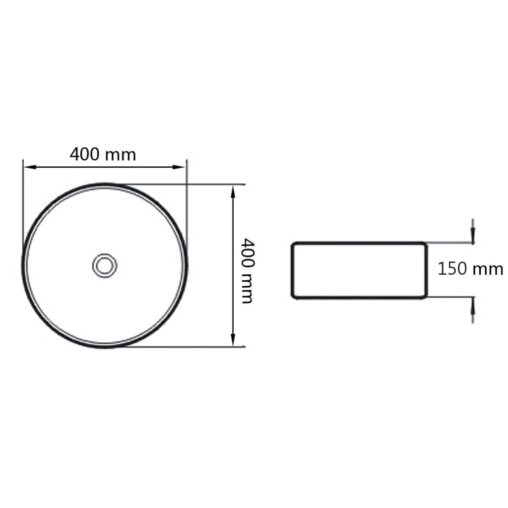 Wastafel Rond 40X15 Cm Keramiek Zwart