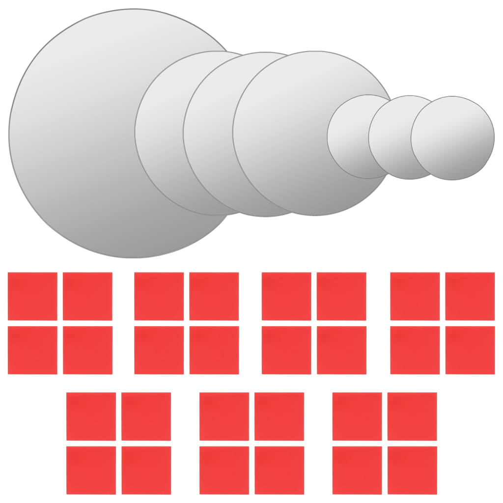Wandspiegelset rond glas 7-delig