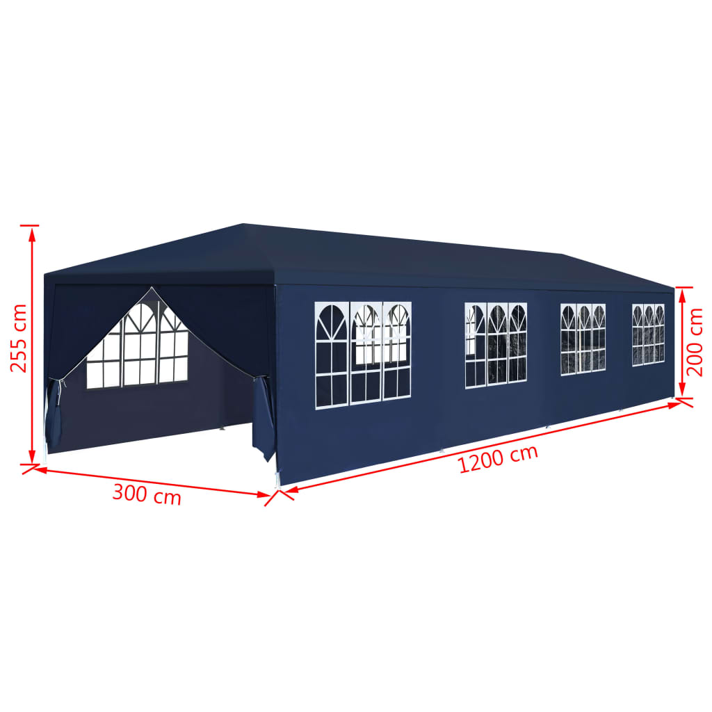 Partytent 3x12 m blauw