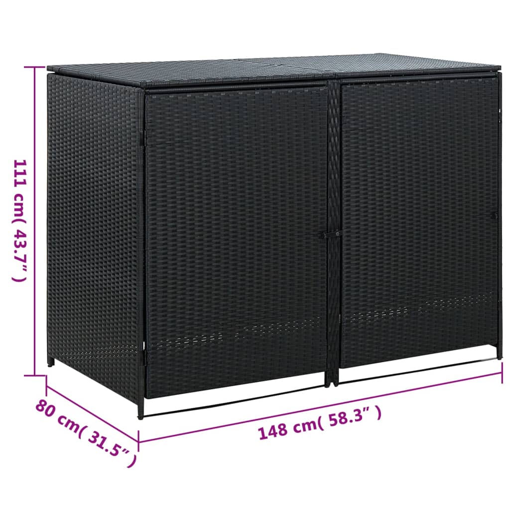 Containerberging Dubbel 148X80X111 Cm Poly Rattan Zwart