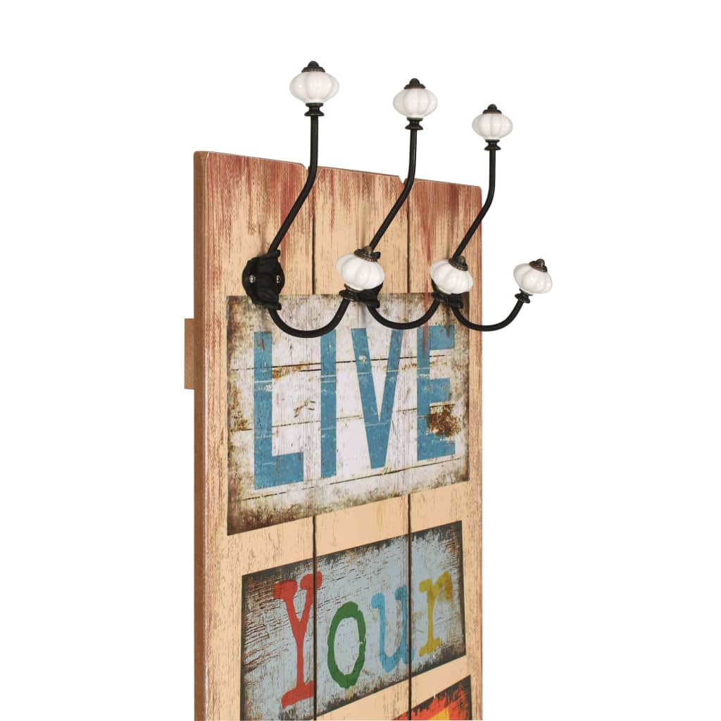 Wandkapstok met 6 haken LIVE LIFE 120x40 cm