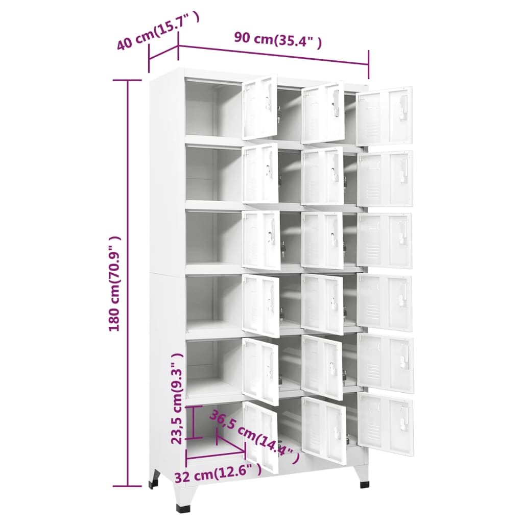 Lockerkast met 18 vakken 90x40x180 cm metaal