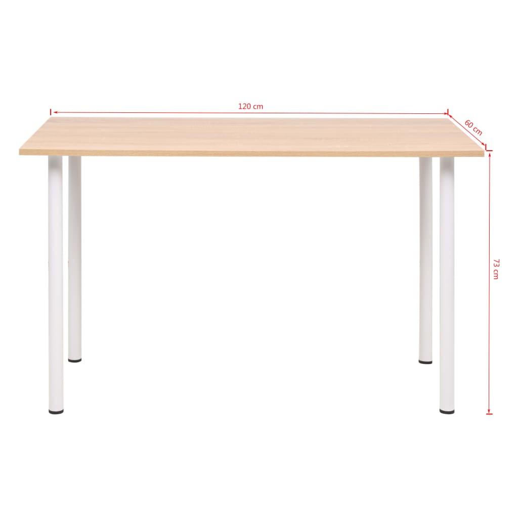 Eettafel 120x60x73 cm eikenkleur en wit