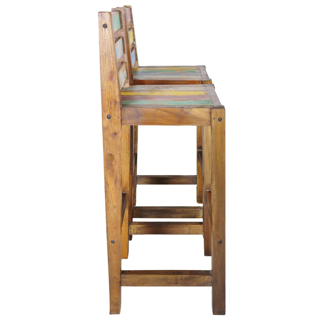 Barkrukken 2 st massief gerecycled hout