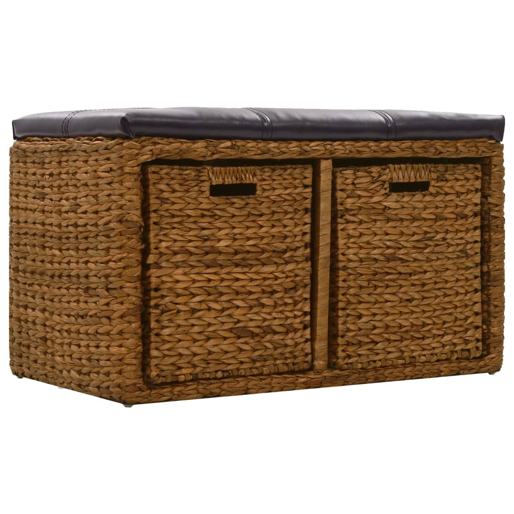 Bankje Met 2 Manden 71X40X42 Cm Zeegras Bruin 71 x 40 x 42 cm