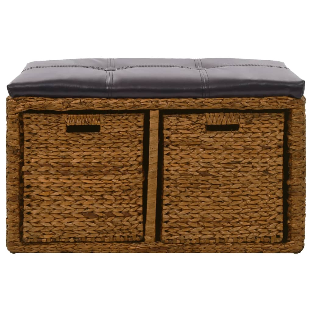 Bankje Met 2 Manden 71X40X42 Cm Zeegras Bruin 71 x 40 x 42 cm