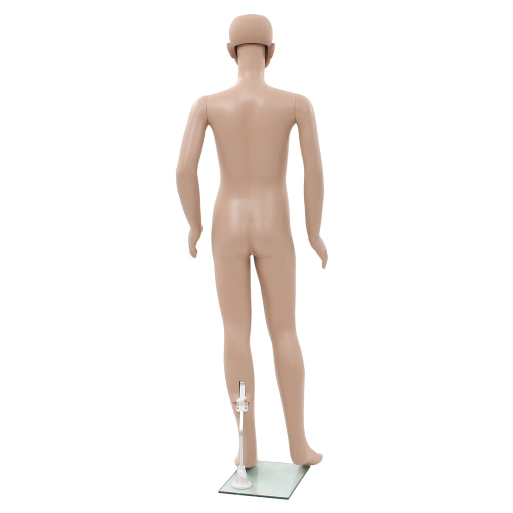 Etalagepop kind met glazen voet 140 cm beige