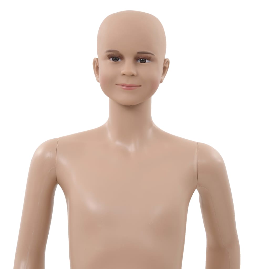 Etalagepop kind met glazen voet 140 cm beige