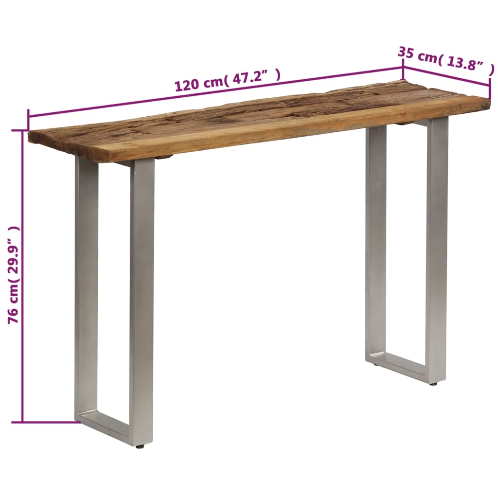 Wandtafel 120x35x76 cm gerecycled hout en staal