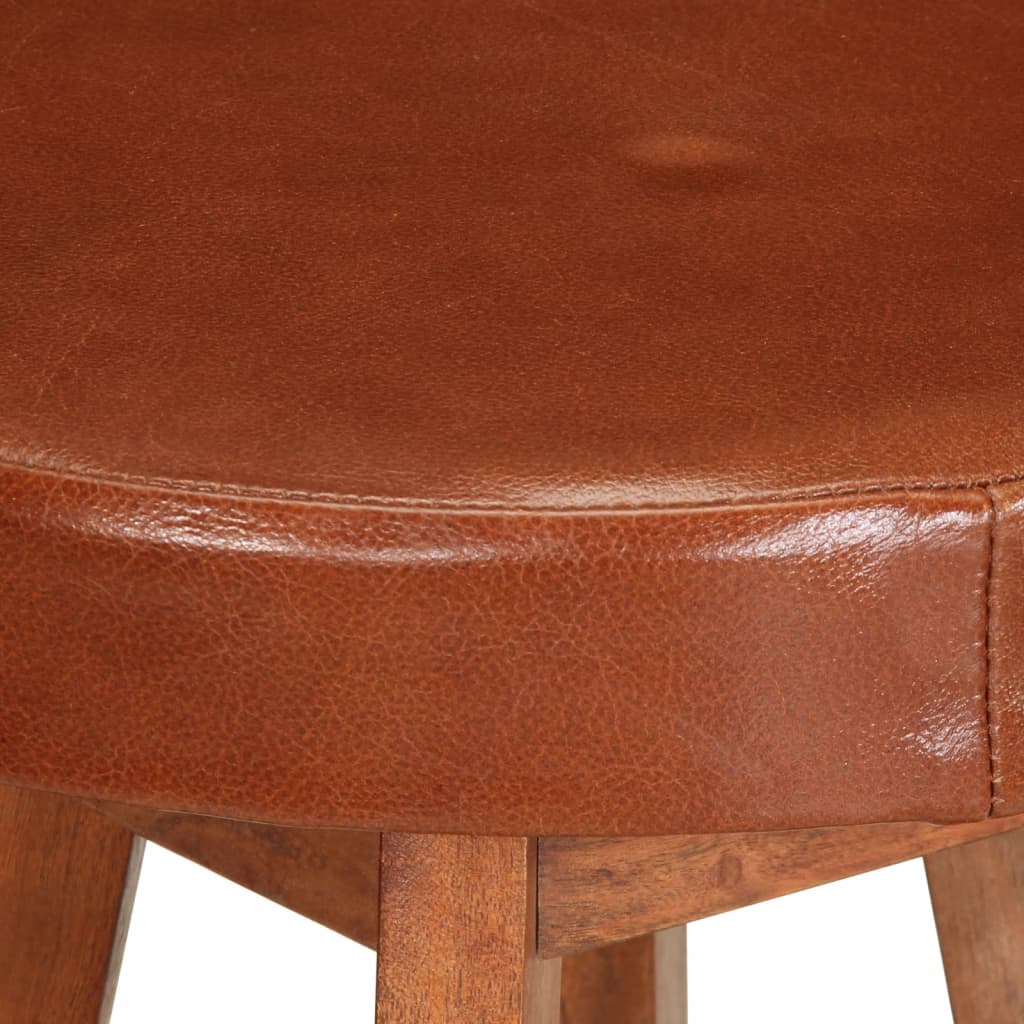 Barstoelen 2 st echt leer en massief acaciahout