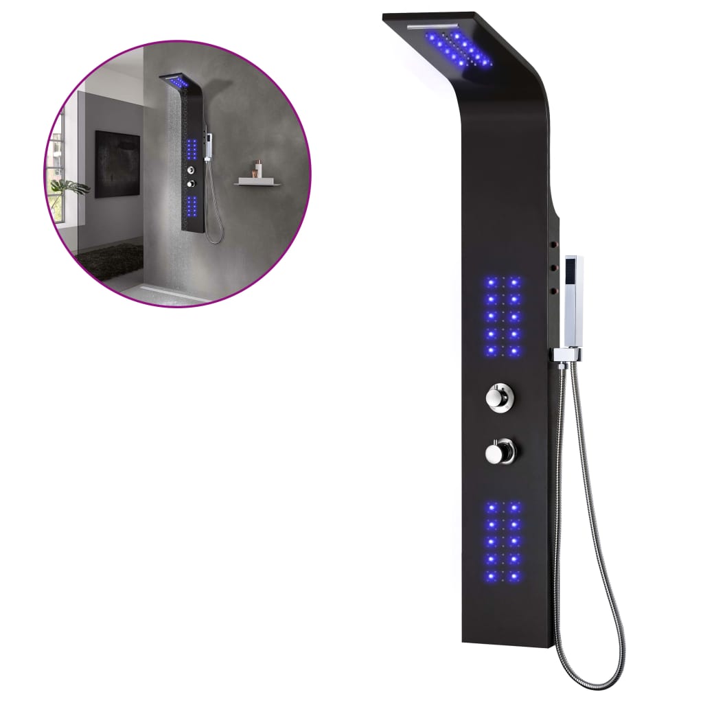 Douchepaneel 20x44x130 cm aluminium zwart