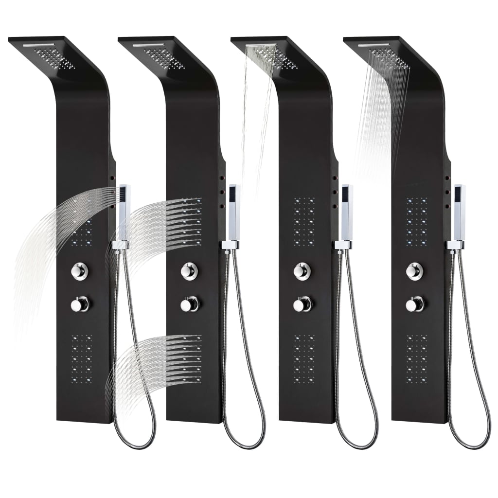 Douchepaneel 20x44x130 cm aluminium zwart