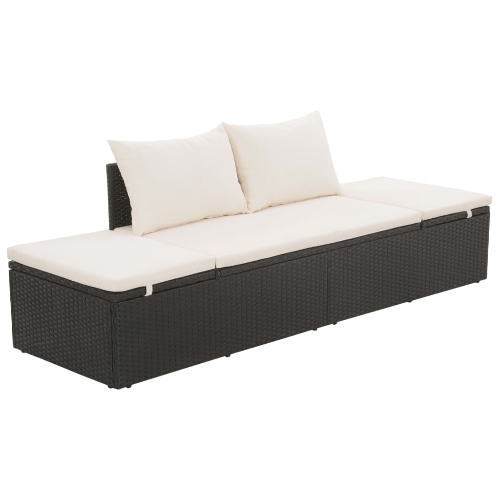 Tuinbed 195X60 Cm Poly Rattan Zwart