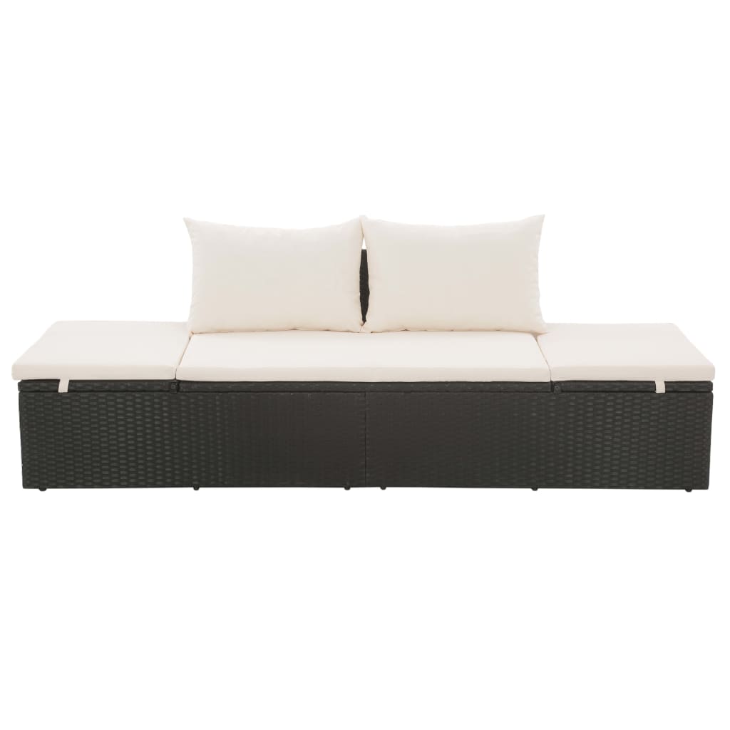 Tuinbed 195X60 Cm Poly Rattan Zwart