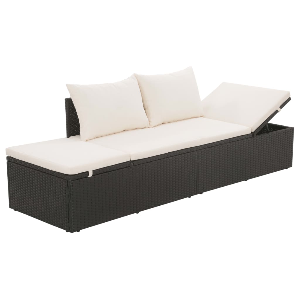 Tuinbed 195X60 Cm Poly Rattan Zwart