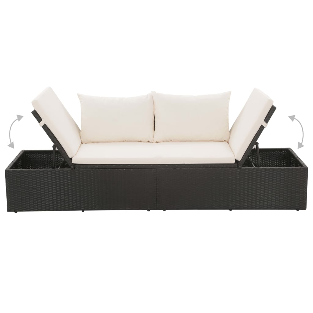 Tuinbed 195X60 Cm Poly Rattan Zwart