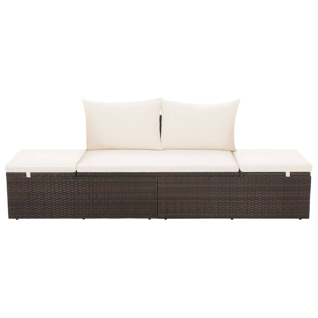 Tuinbed 195X60 Cm Poly Rattan Bruin