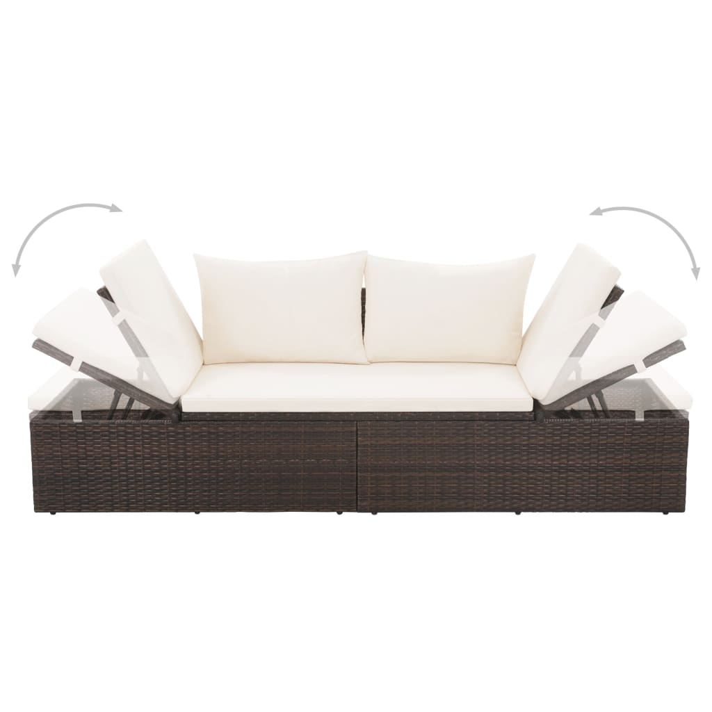 Tuinbed 195X60 Cm Poly Rattan Bruin